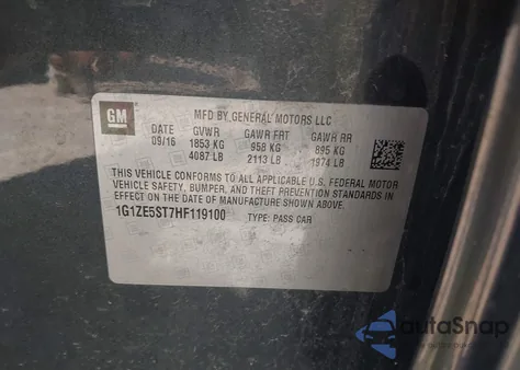 2017 Chevrolet Malibu 1Lt z USA, uszkodzony, nr VIN 1G1ZE5ST7HF119100